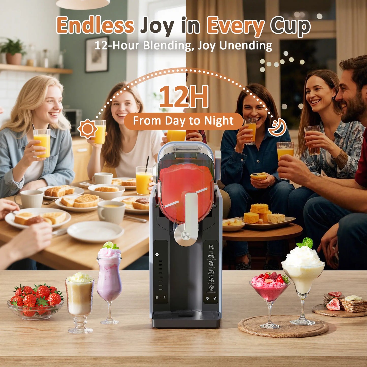 Wizaura Slushie Machine Live – Best Party Gift, 54Oz No Ice Needed, 6 Preset All-In-One Frozen Drink Maker W/ Auto-Clean & Temp Display | Perfect for Margaritas, Smoothies, Ice Cream, Milksh
