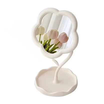Floral Desktop Mirror – Creative round Table Mirror for Bedroom, Dorm, Vanity Decor, Trendy & Stylish