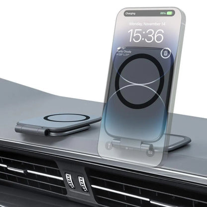 New Model Car Phone Holder: Foldable Magnetic Anti-Shake Navigation Stand, Universal Automotive Mount for Tesla & All Vehicles, Must-Have Driving Accessory with Strong Grip.