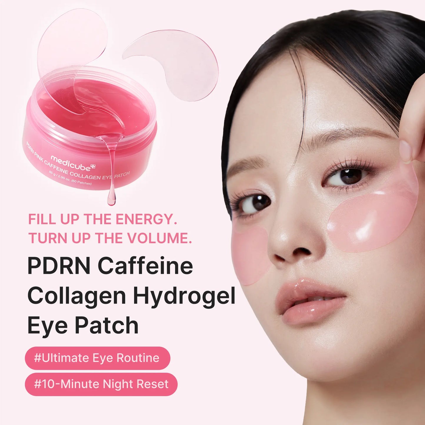 PDRN Pink Caffeine Collagen Eye Patch for Night Care ✨